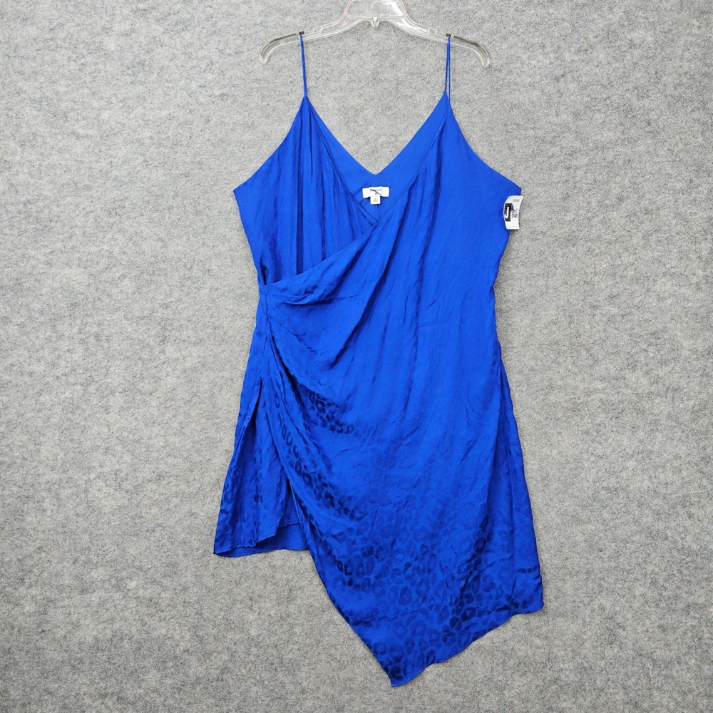 Cushnie/Target Collab Slip Dress Women's Blue 16 Leopard Asymmetrical Faux Wrap